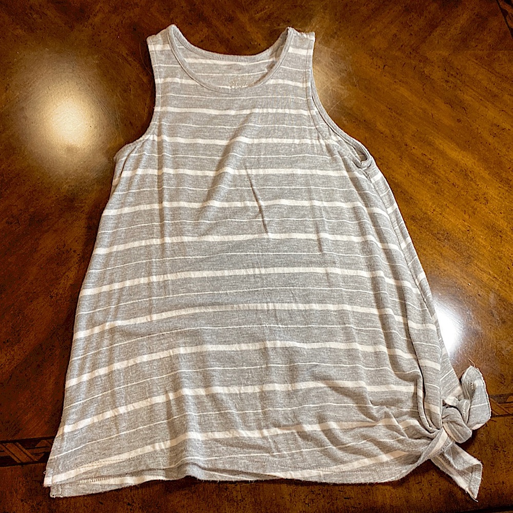 Gray and white striped tank top